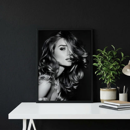 Sydney Sweeney | Black and White Glamour Portrait Print | Vintage Fashion Wall Art | Elegant Woman Photography | Classic Beauty Poster