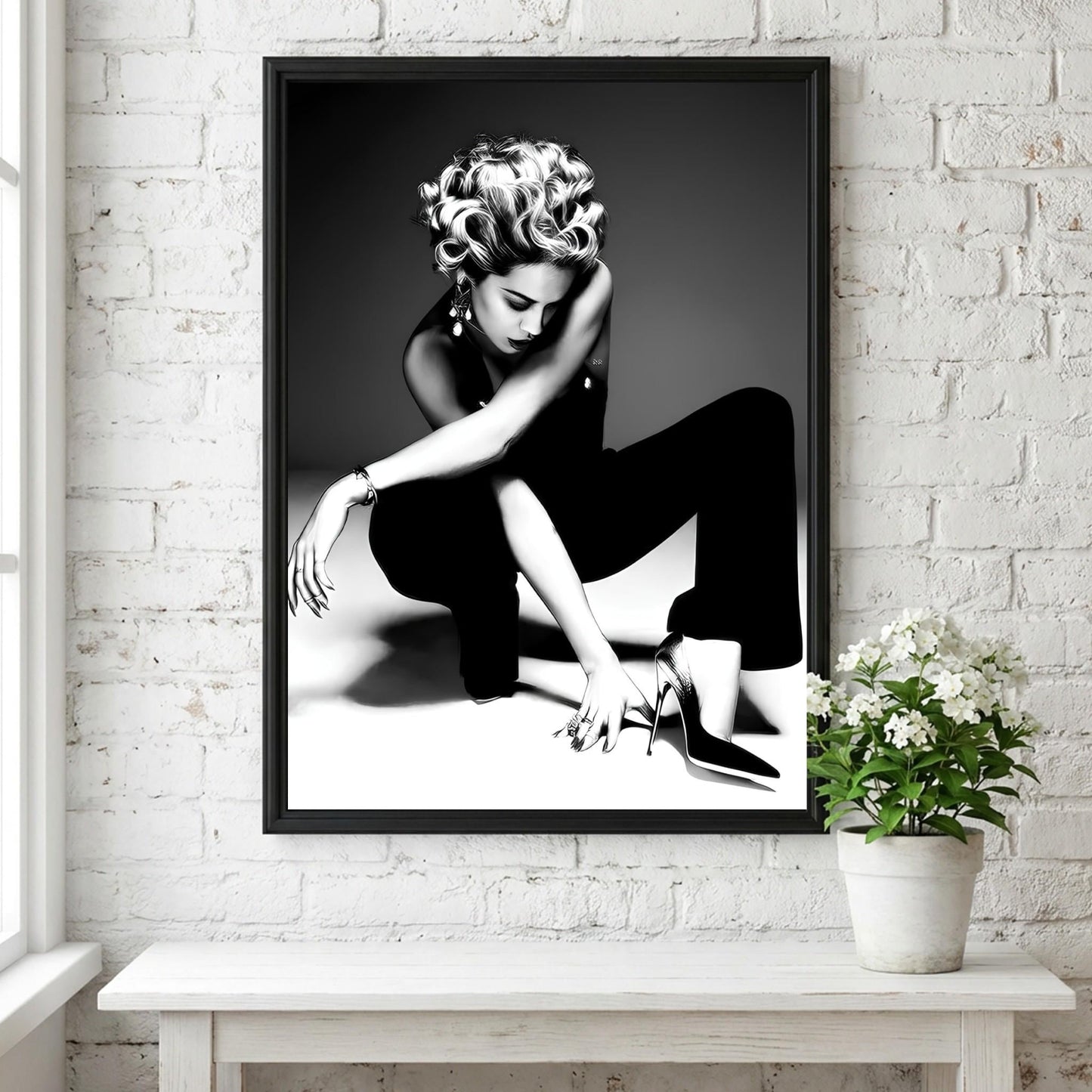 Scarlett Johansson | Black White Art Print | Edgy Fashion Poster | Retro Glamour Decor | Modern Wall Art