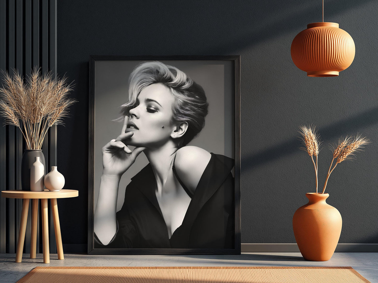 Scarlett Johansson | Black White Portrait | Modern Glamour Print | Edgy Fashion Poster | Bedroom Wall Art