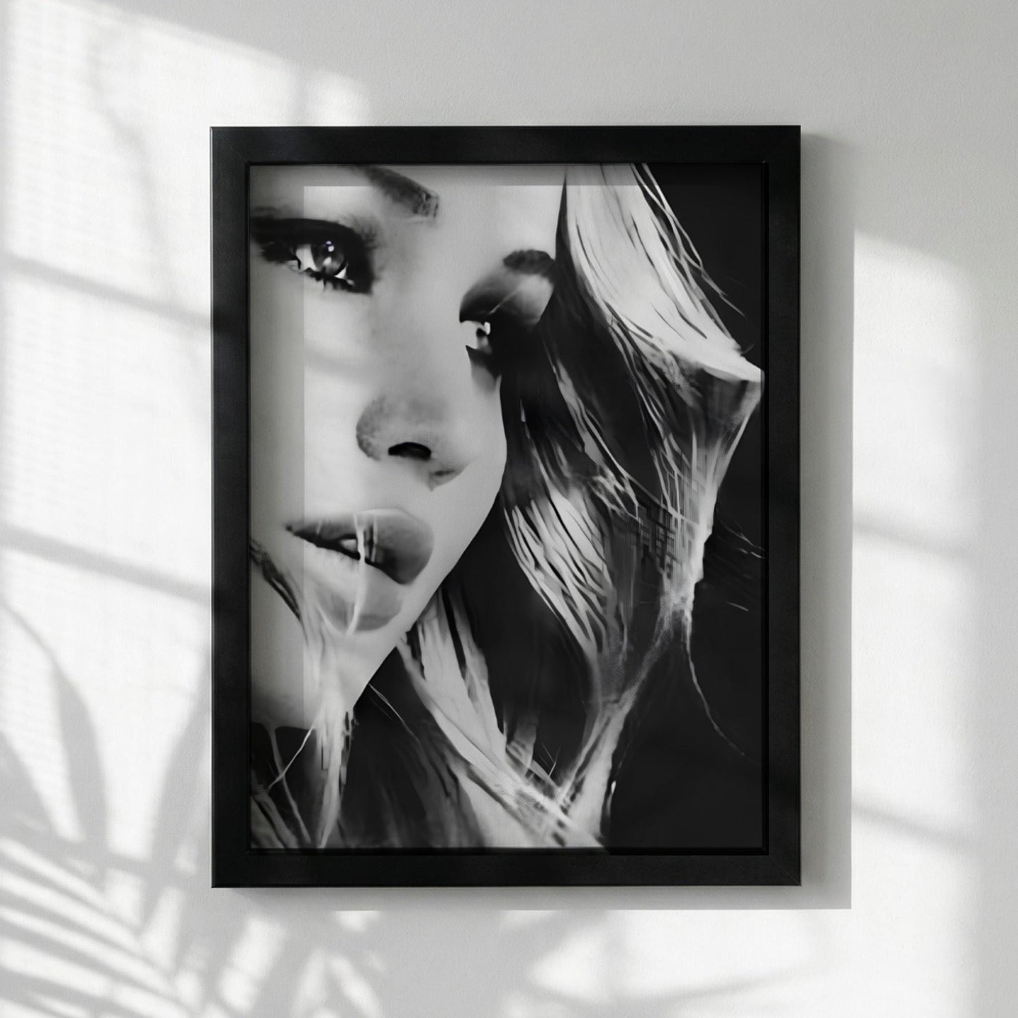 Jennifer Lawrence | Black White Portrait | Abstract Face Art | Moody Wall Decor | Modern Poster