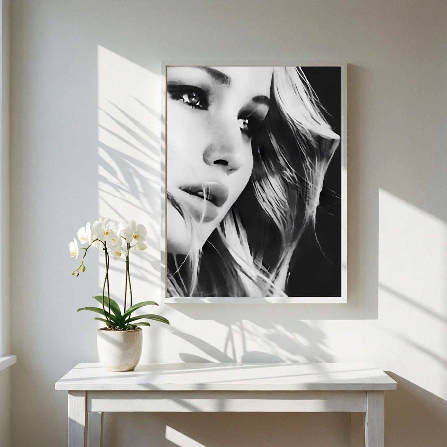 Jennifer Lawrence | Black White Portrait | Abstract Face Art | Moody Wall Decor | Modern Poster
