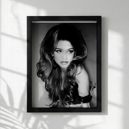 Zendaya | Black White Portrait | Vintage Glamour Print | Retro Fashion Poster | Elegant Wall Art