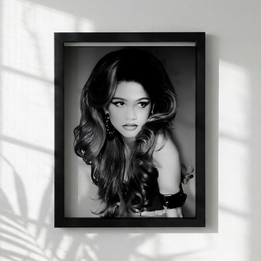 Zendaya | Black White Portrait | Vintage Glamour Print | Retro Fashion Poster | Elegant Wall Art
