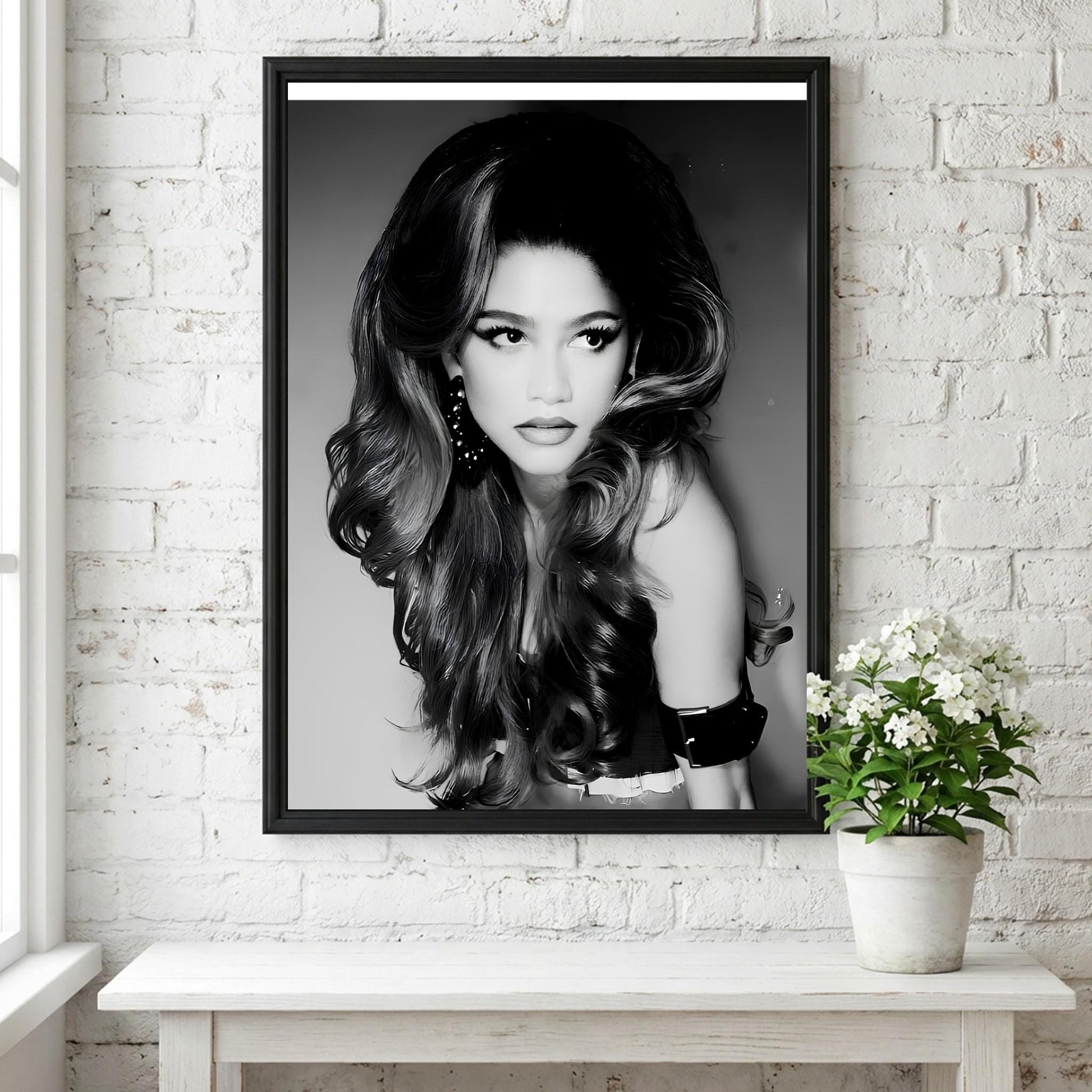 Zendaya | Black White Portrait | Vintage Glamour Print | Retro Fashion Poster | Elegant Wall Art