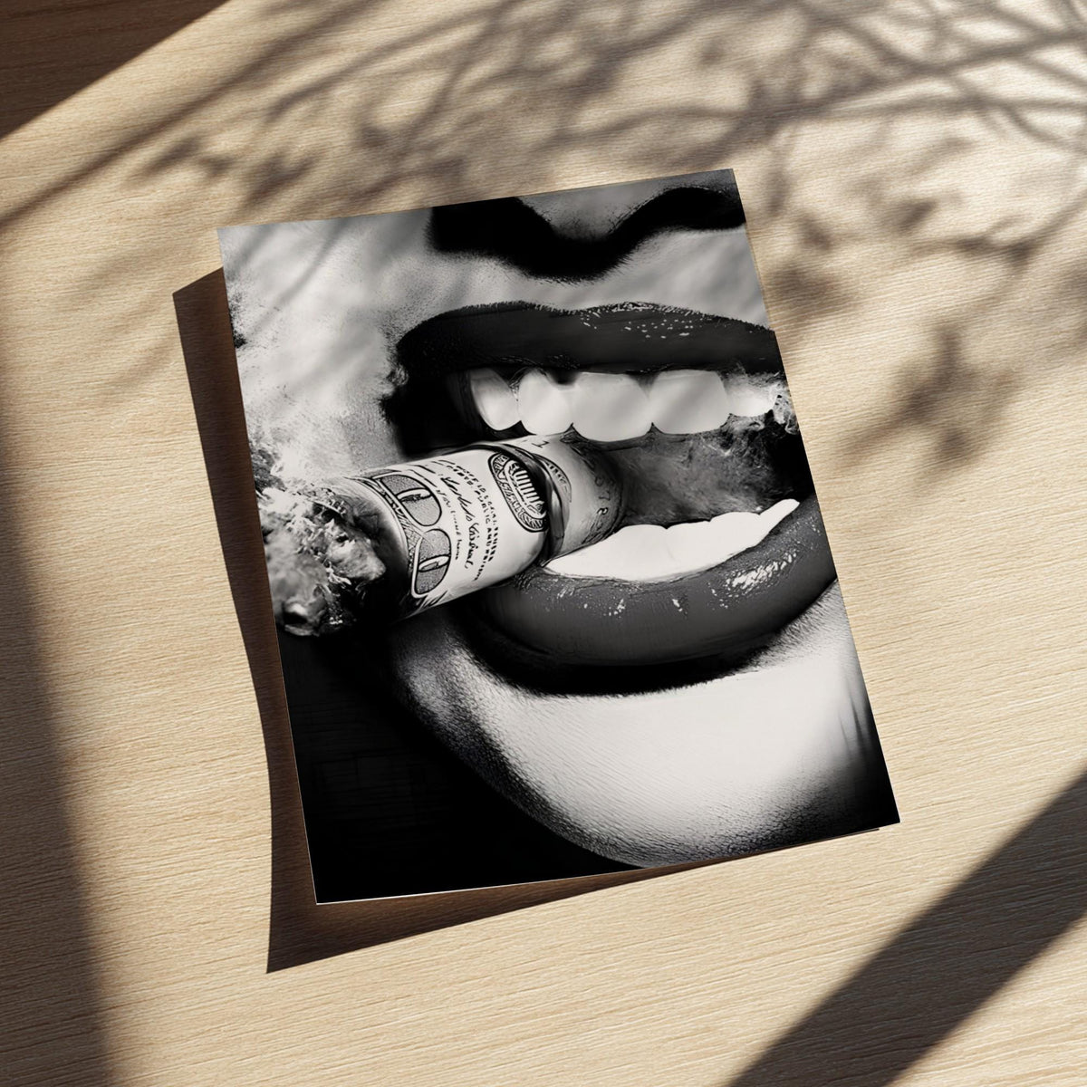 Burning Money Print | Hustle Wall Art | Boss Lady Decor | 100 Dollar Bill Poster | Black and White Pop Art