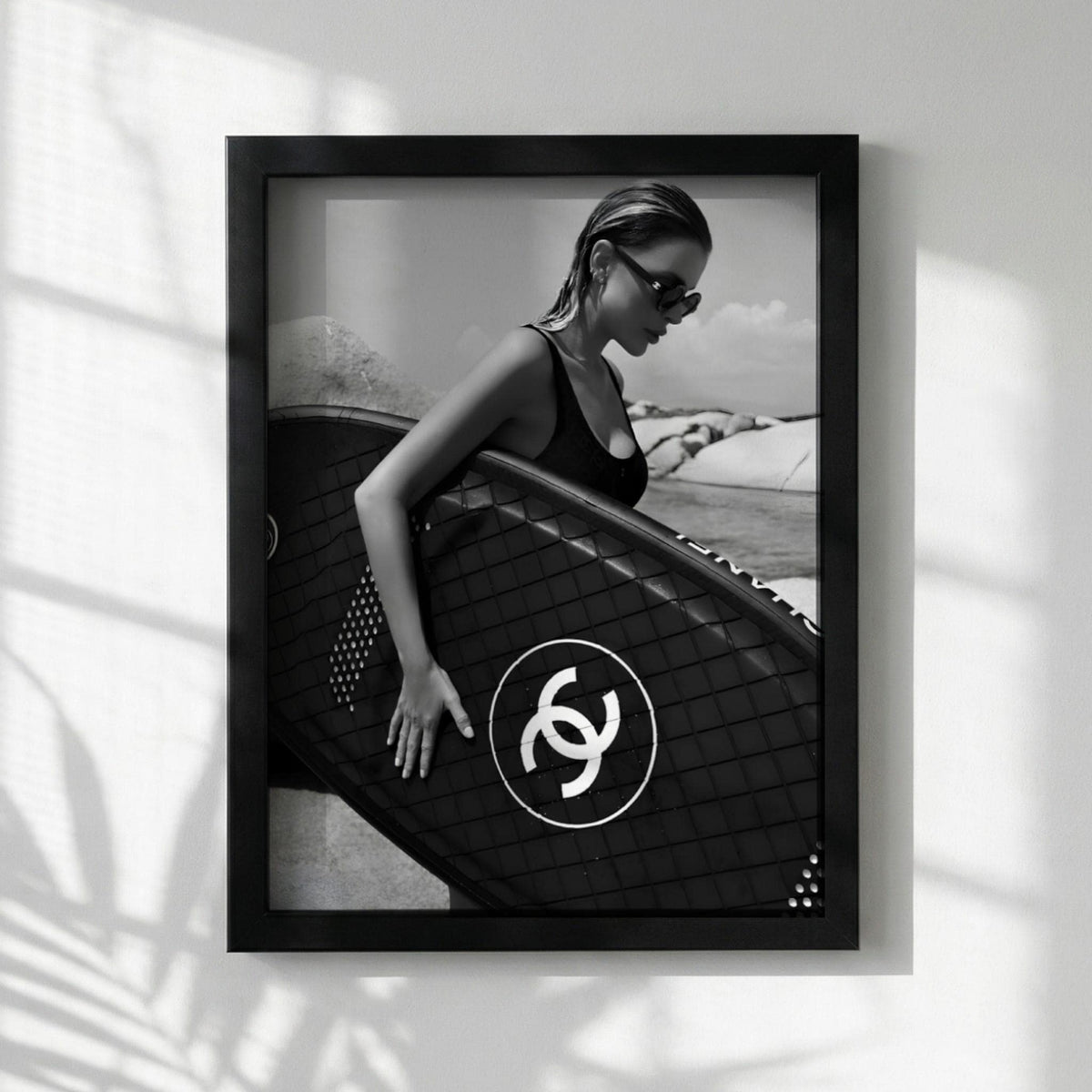Luxury Surfboard Print | Black and White Coastal Art | Modern Fashion Poster | Boss Lady Beach Decor | High End Lifestyle
