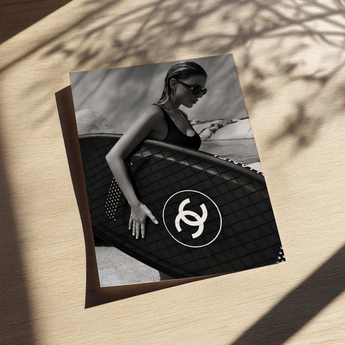 Luxury Surfboard Print | Black and White Coastal Art | Modern Fashion Poster | Boss Lady Beach Decor | High End Lifestyle