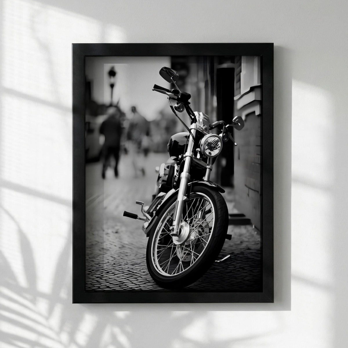 Black and White Motorcycle Print | Classic Cruiser Wall Art | Urban Biker Poster | Cinematic Street Decor | Edgy Office Art