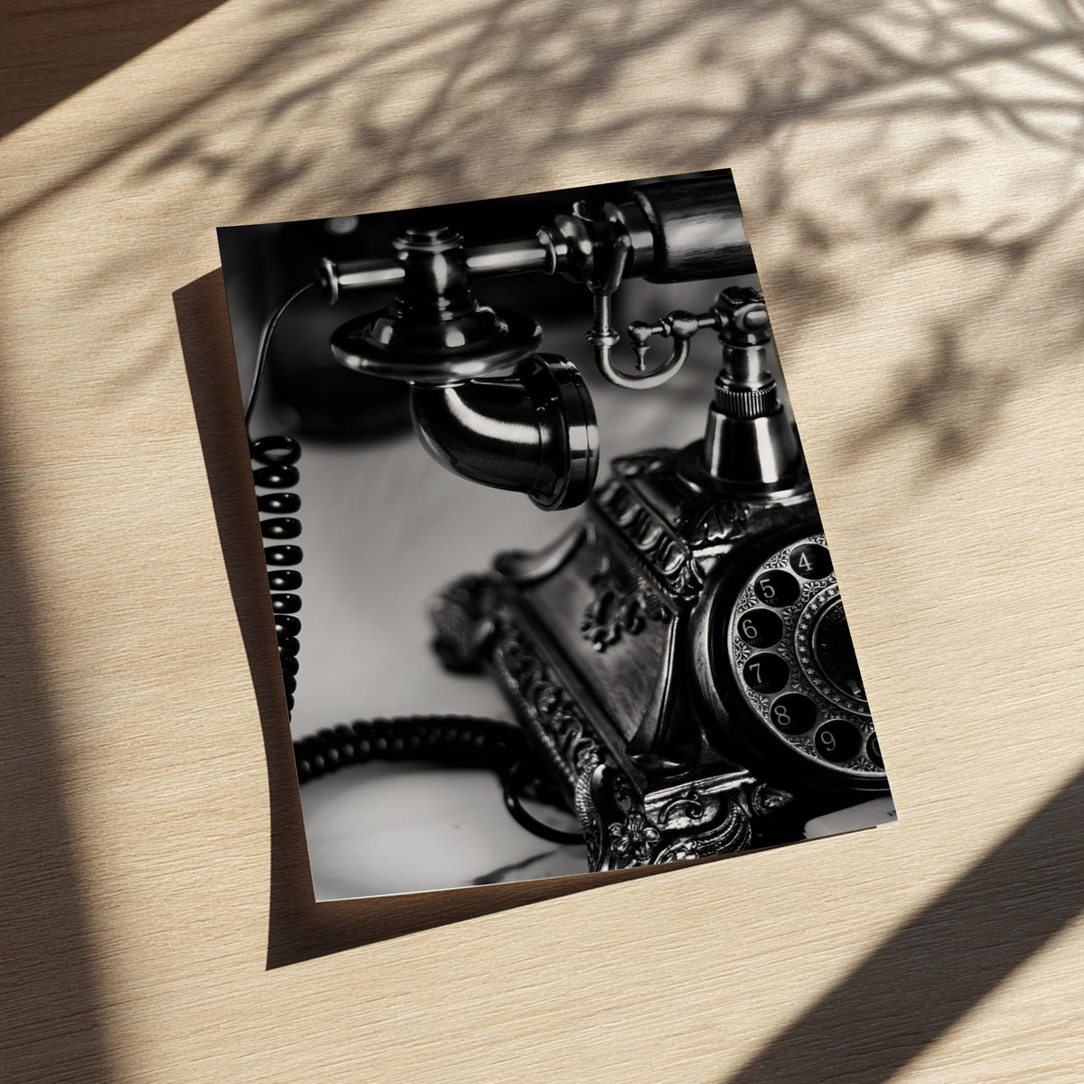 Vintage Telephone Print | Black and White Retro Phone Poster | Antique Office Wall Art | Dark Academia Decor | Classic Executive Art