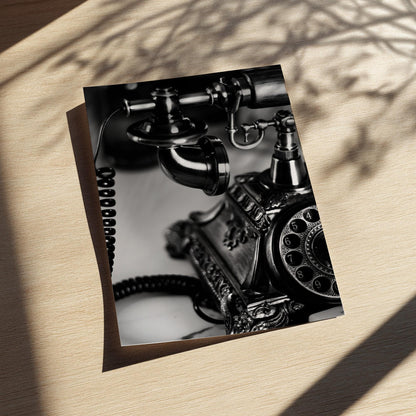 Vintage Telephone Print | Black and White Retro Phone Poster | Antique Office Wall Art | Dark Academia Decor | Classic Executive Art