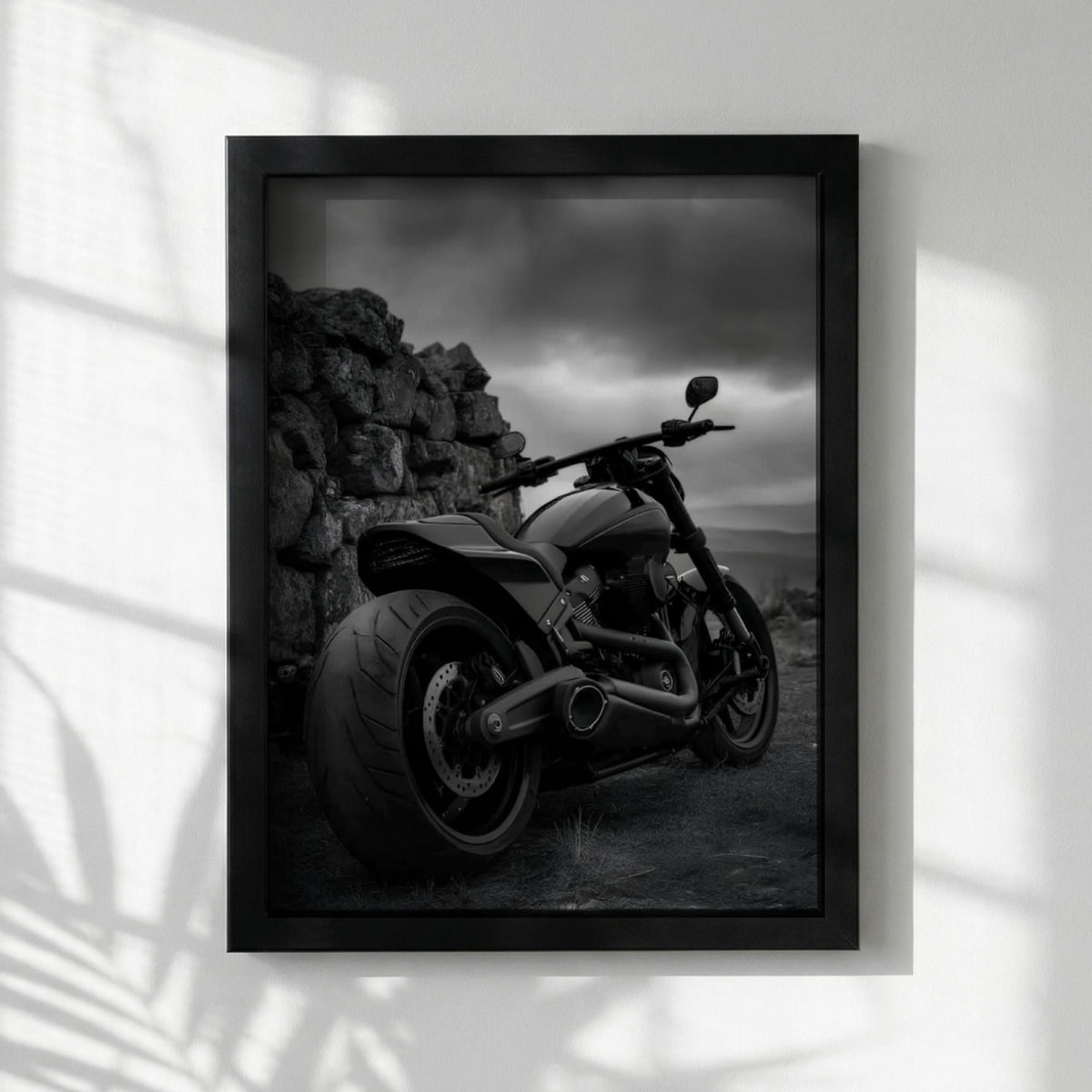 Black Custom Motorcycle Print | Dark Moody Biker Poster | Edgy Garage Wall Art | Minimalist Motorbike Decor | Boss Energy Poster