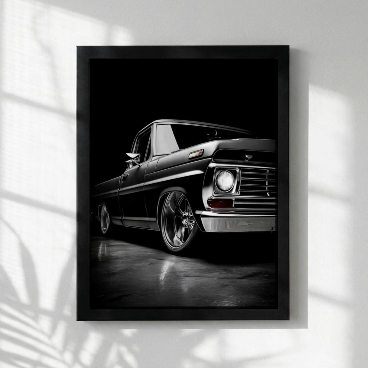 Black Classic Truck Print | Lowered Pickup Wall Art | Edgy Garage Decor | Dark Automotive Poster | Custom Vintage Auto